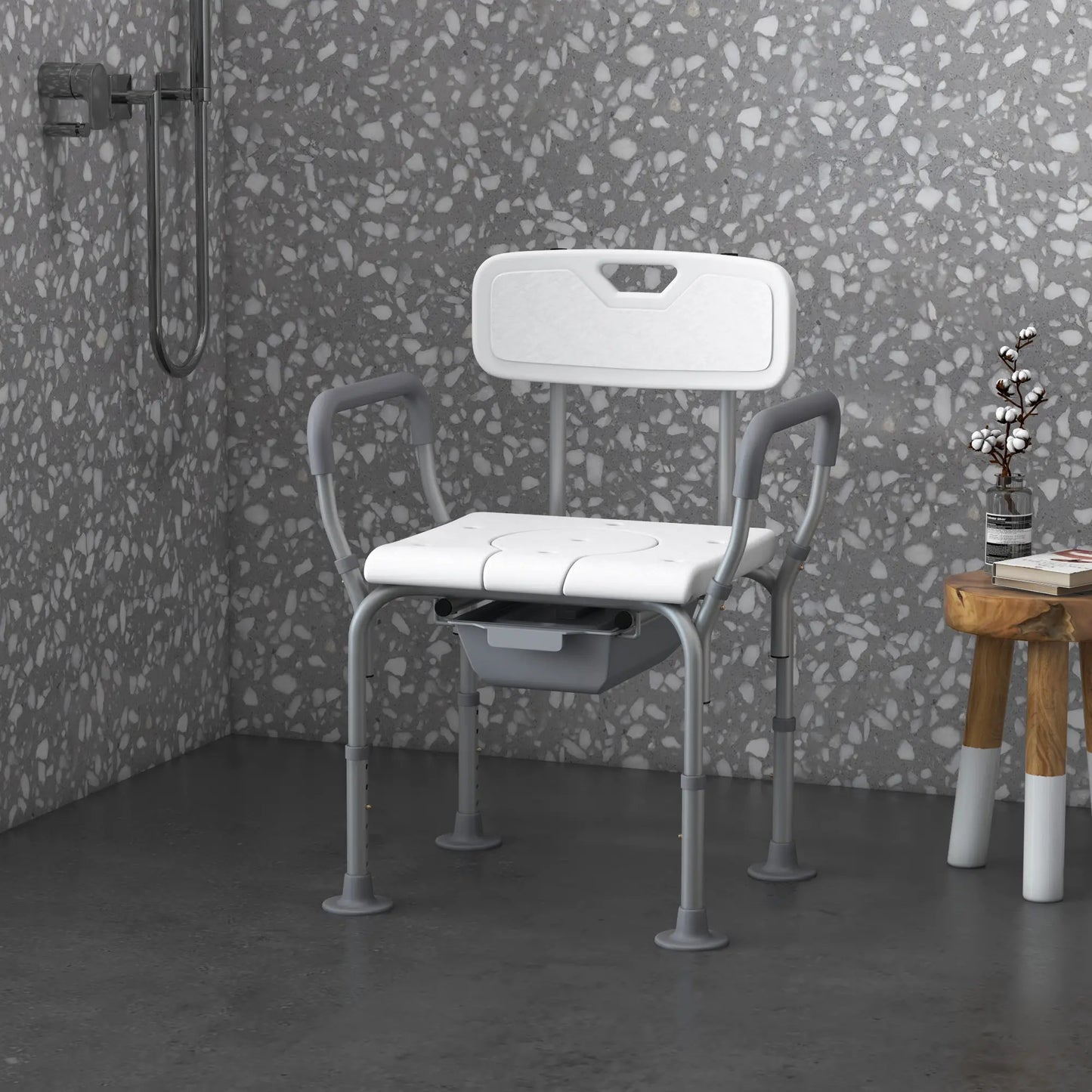 3-in-1 Shower Chair with Back, Adjustable Commode, Raised Toilet Seat Bath Chairs at Gallery Canada