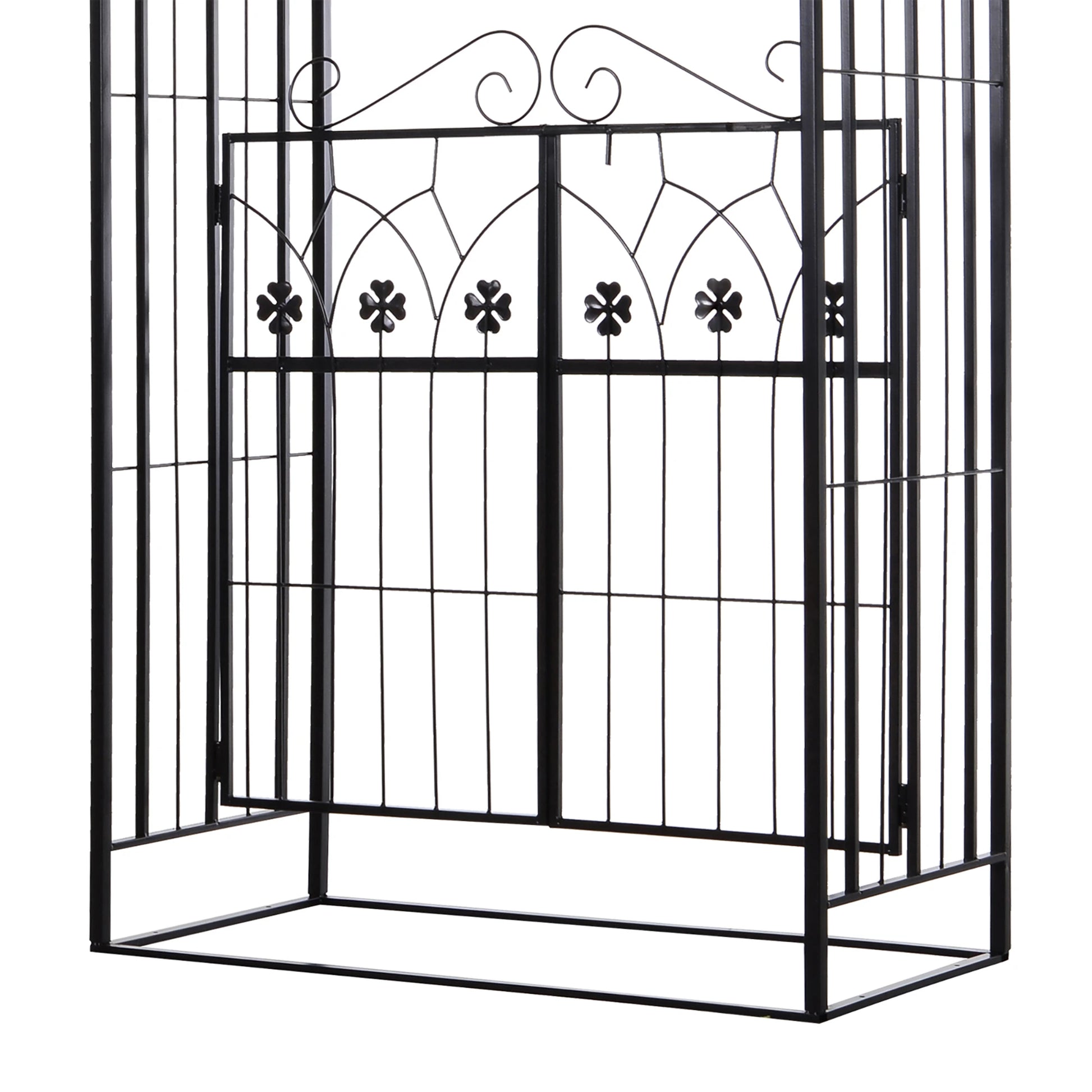 Metal Trellis Garden Arch Arbor, Lucky Leaf Clover Gate, Black Garden Arches at Gallery Canada