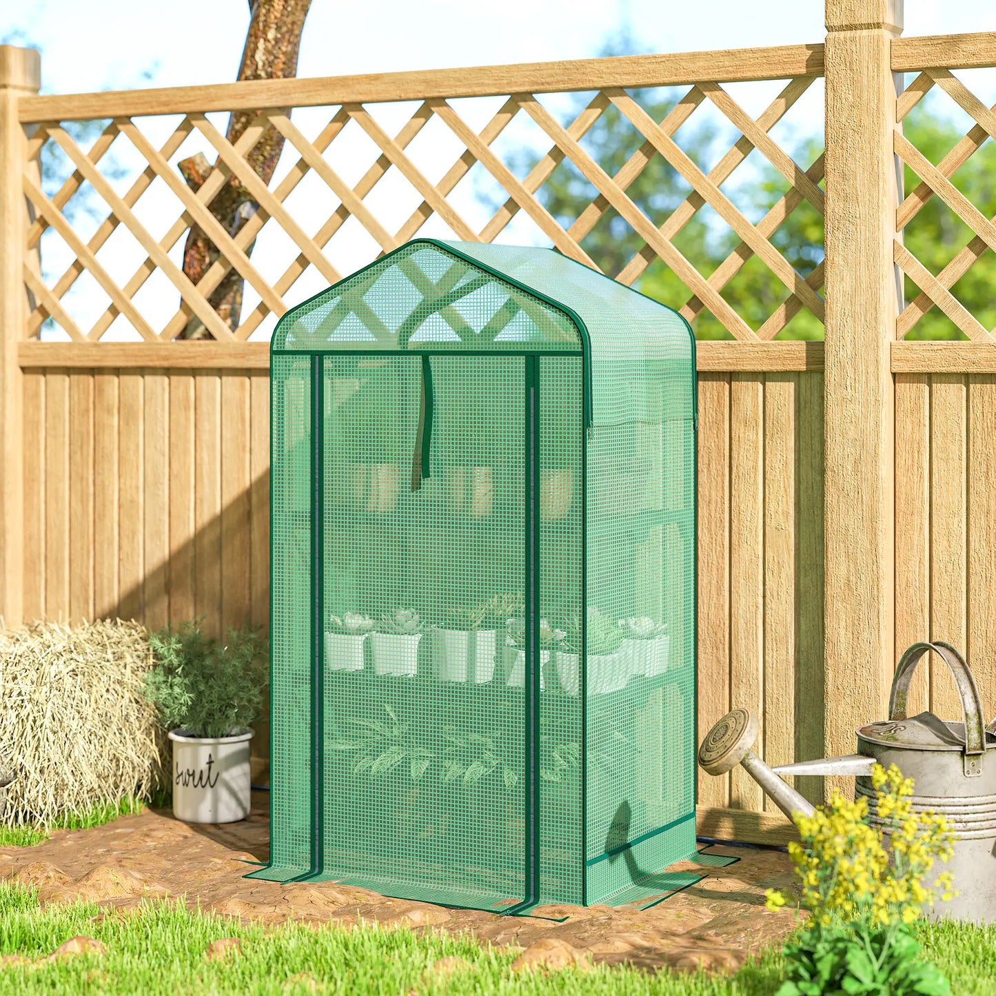 Mini Greenhouse, 27.6" x 19.7" x 50", Screen Roof, Roll-Up Door, Green Portable Greenhouses at Gallery Canada