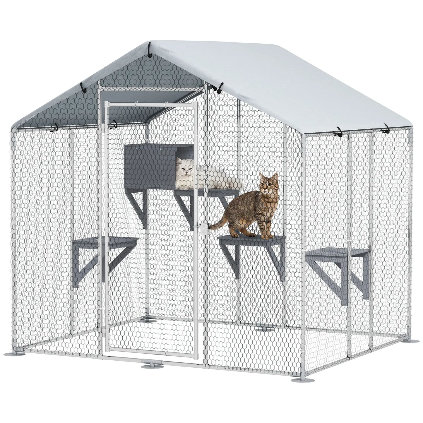 79" Extra Large Metal Outdoor Catio, Waterproof Cover, Resting Box, 4 Platforms Outdoor Cat Enclosures at Gallery Canada