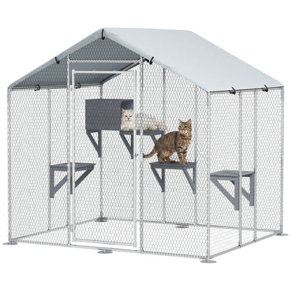 79" Extra Large Metal Outdoor Catio, Waterproof Cover, Resting Box, 4 Platforms Outdoor Cat Enclosures at Gallery Canada