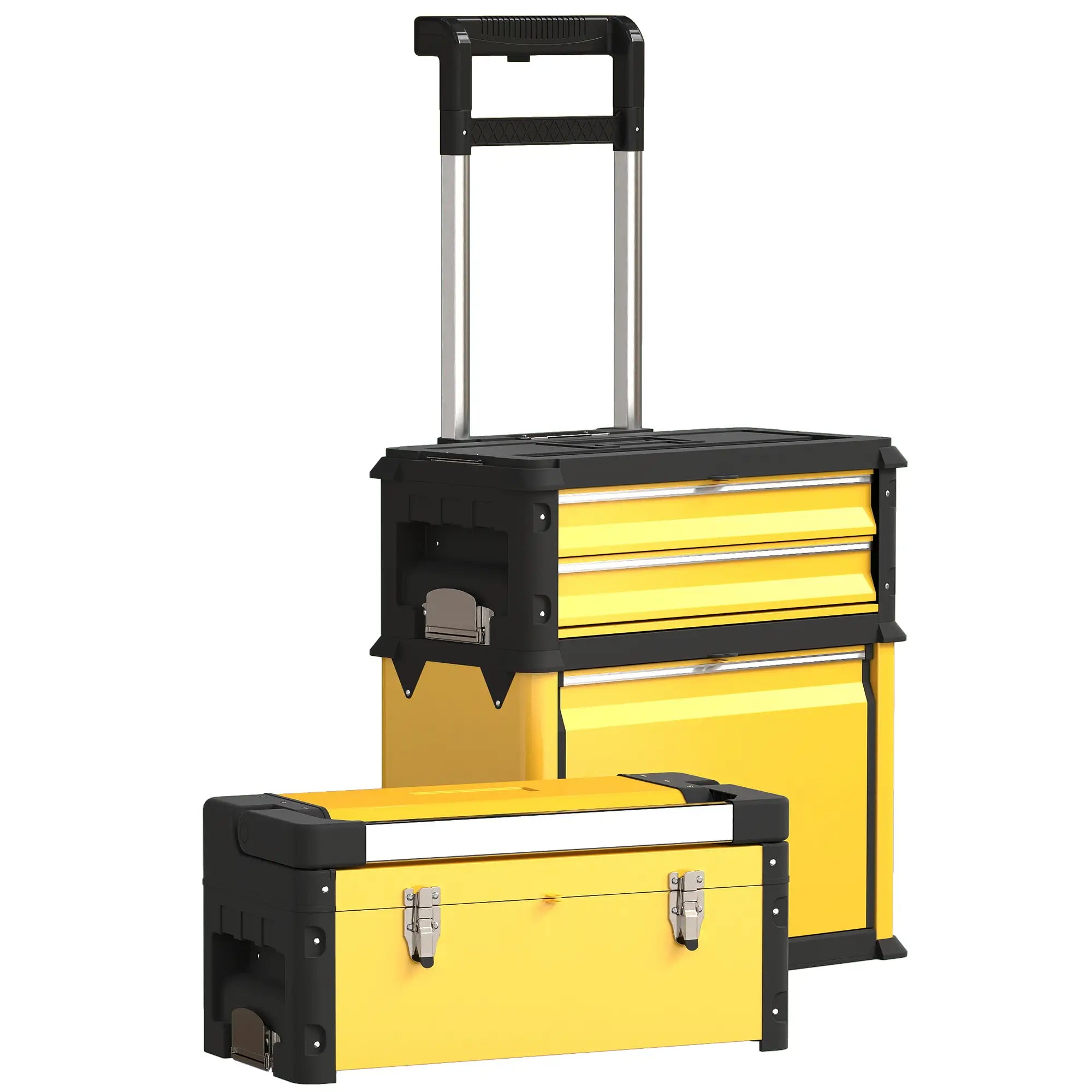 3-in-1 Tool Box with Wheels, Stackable, Modular Steel Toolbox, Yellow Tool Organizers Yellow, Black at Gallery Canada