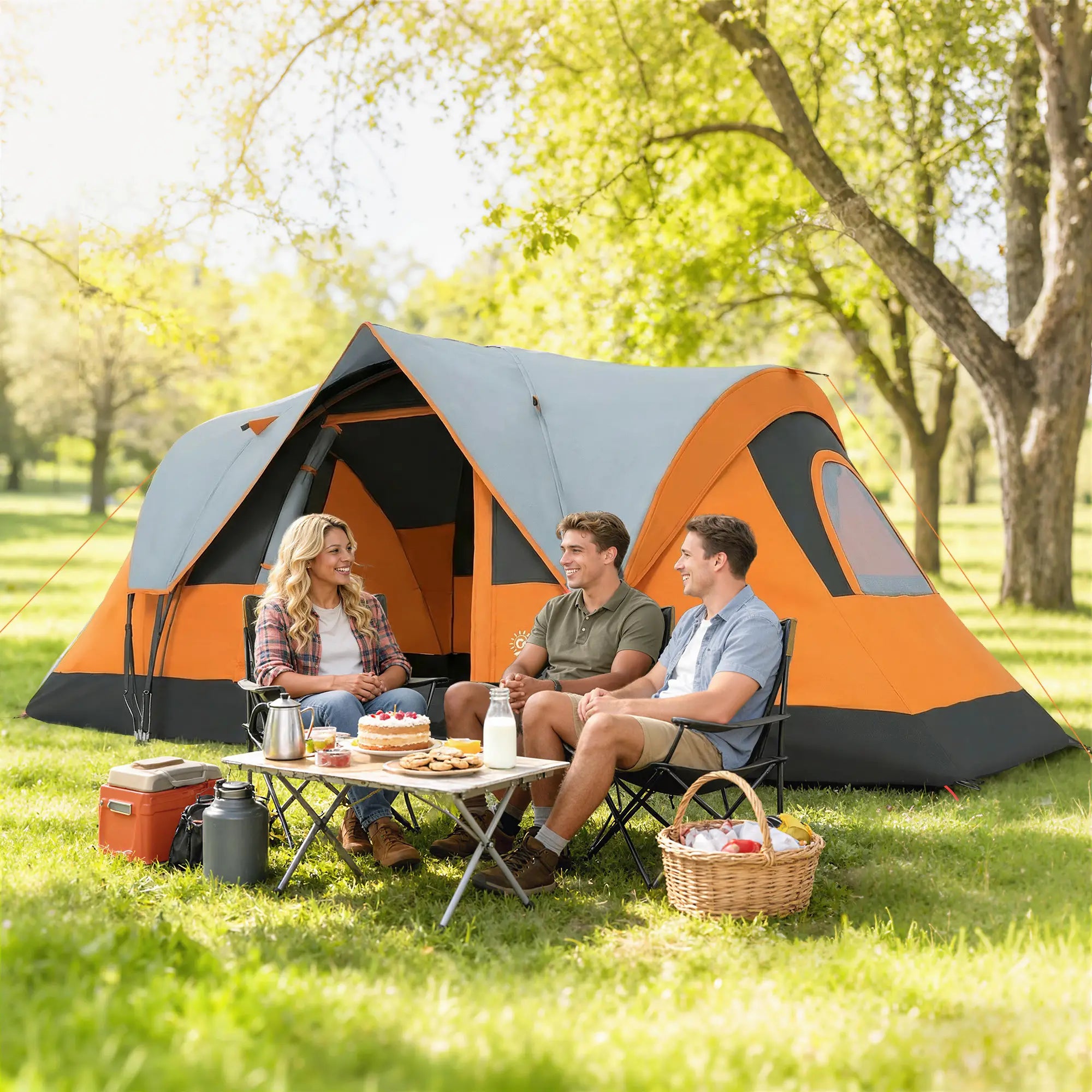 5-6 Person Family Tent, With Lighting Hook, Carrying Bag, Orange Camping Tents at Gallery Canada