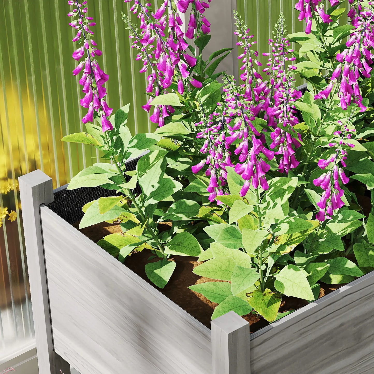 Bac de Jardin Surélevé en Bois, Grande Boîte Surélevée avec Pieds, Gris