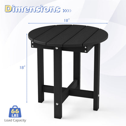 HIPS Adirondack Side Table with Weather-Resistant and Waterproof Top, Black