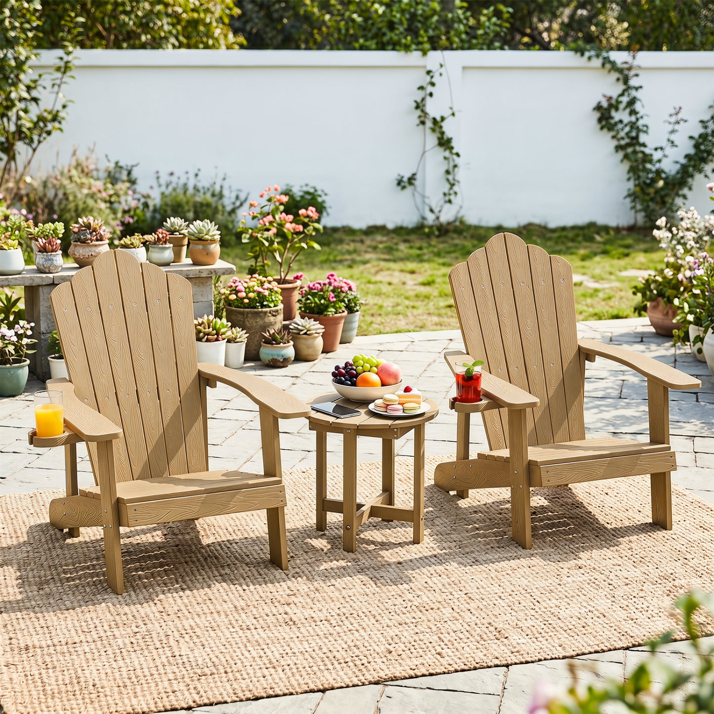 HIPS Adirondack Side Table with Weather-Resistant and Waterproof Top, Coffee