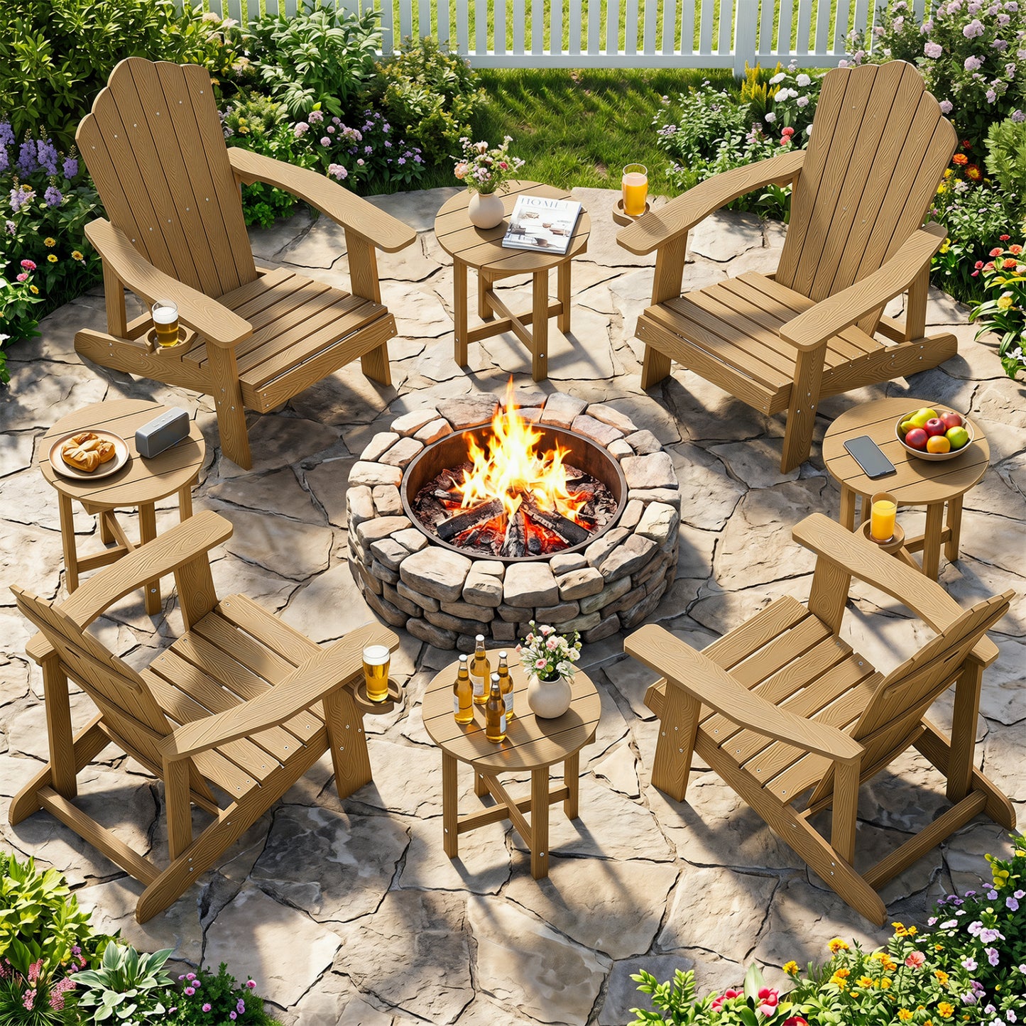 HIPS Adirondack Side Table with Weather-Resistant and Waterproof Top, Coffee