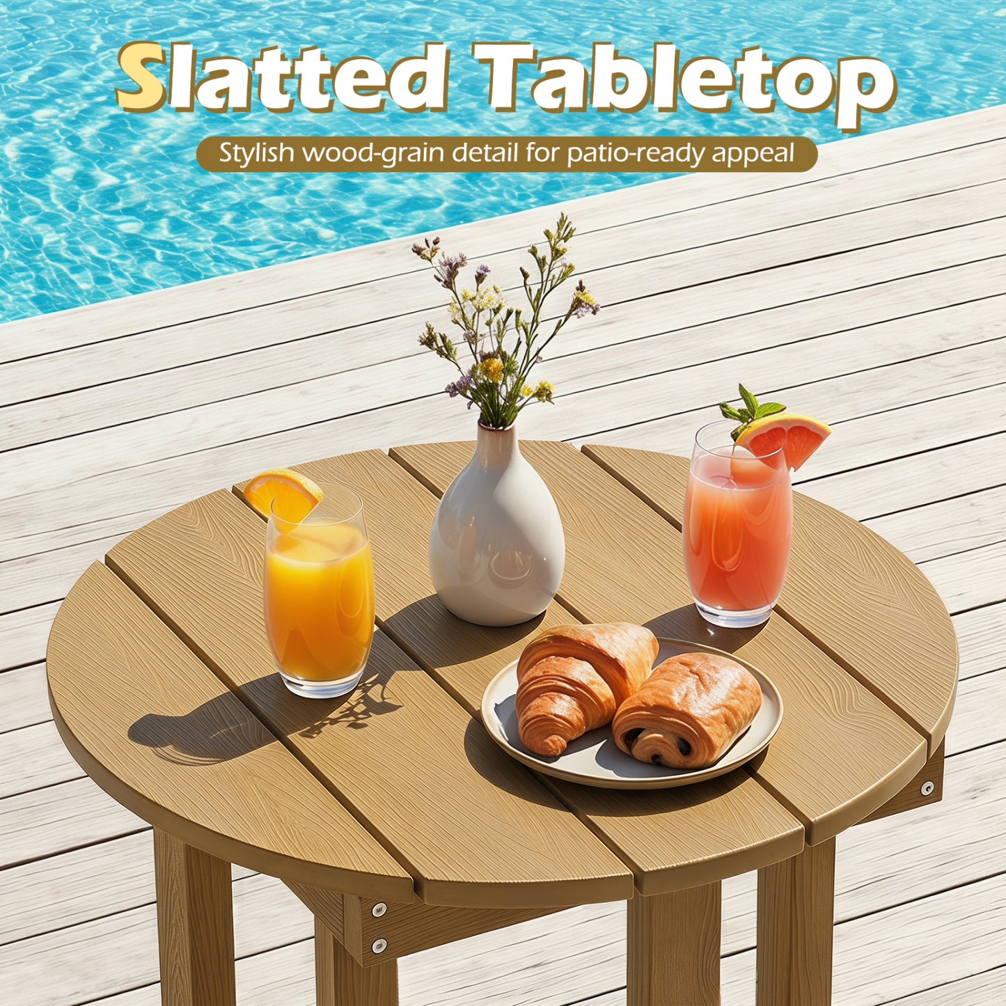 HIPS Adirondack Side Table with Weather-Resistant and Waterproof Top, Coffee