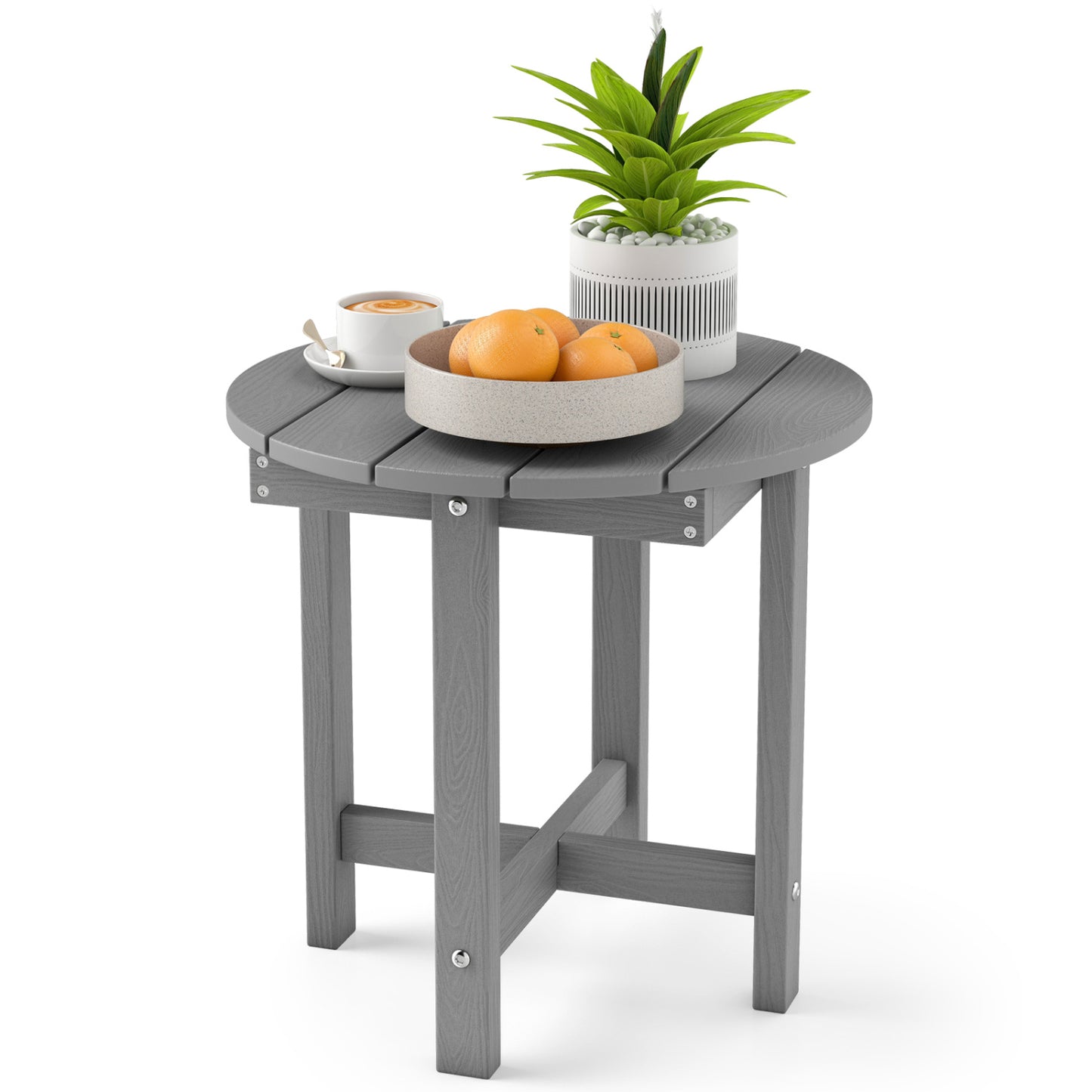 HIPS Adirondack Side Table with Weather-Resistant and Waterproof Top, Gray