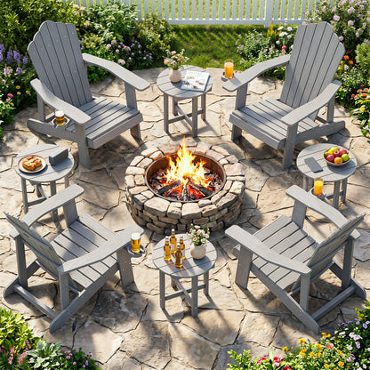 HIPS Adirondack Side Table with Weather-Resistant and Waterproof Top, Gray