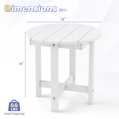 HIPS Adirondack Side Table with Weather-Resistant and Waterproof Top, White