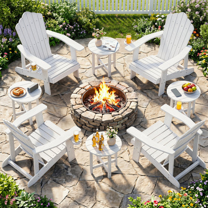 HIPS Adirondack Side Table with Weather-Resistant and Waterproof Top, White