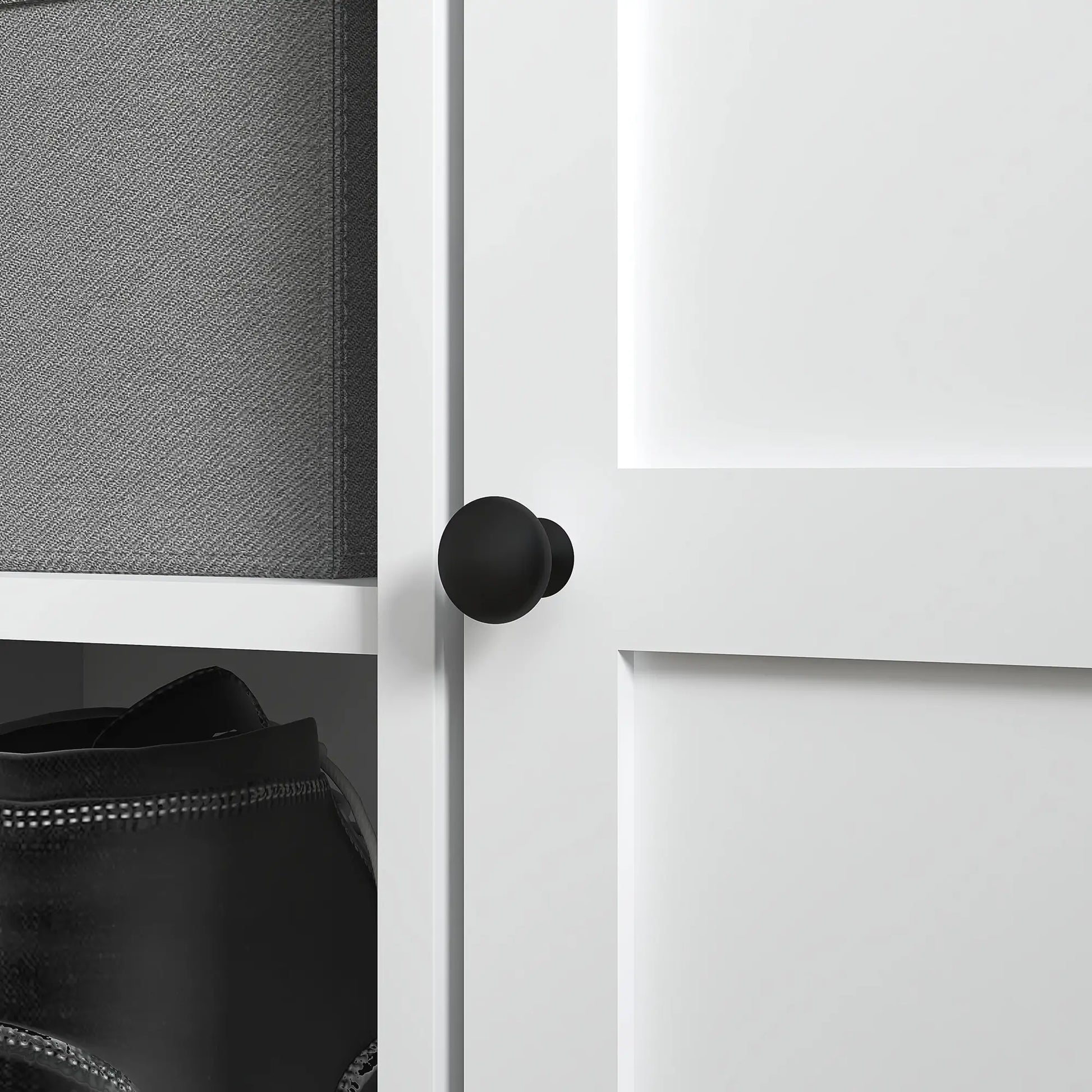 Shoe Storage Bench with Cushioned Seat, 2 Cabinets, Adjustable Shelf, White Shoe Storage Cabinets & Racks at Gallery Canada