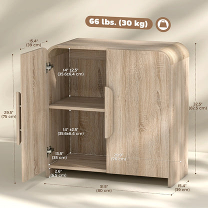 31.5" Kitchen Sideboard Cabinet, Natural Wood, Soft-Close Door, Adjustable Shelf Storage Cabinets at Gallery Canada