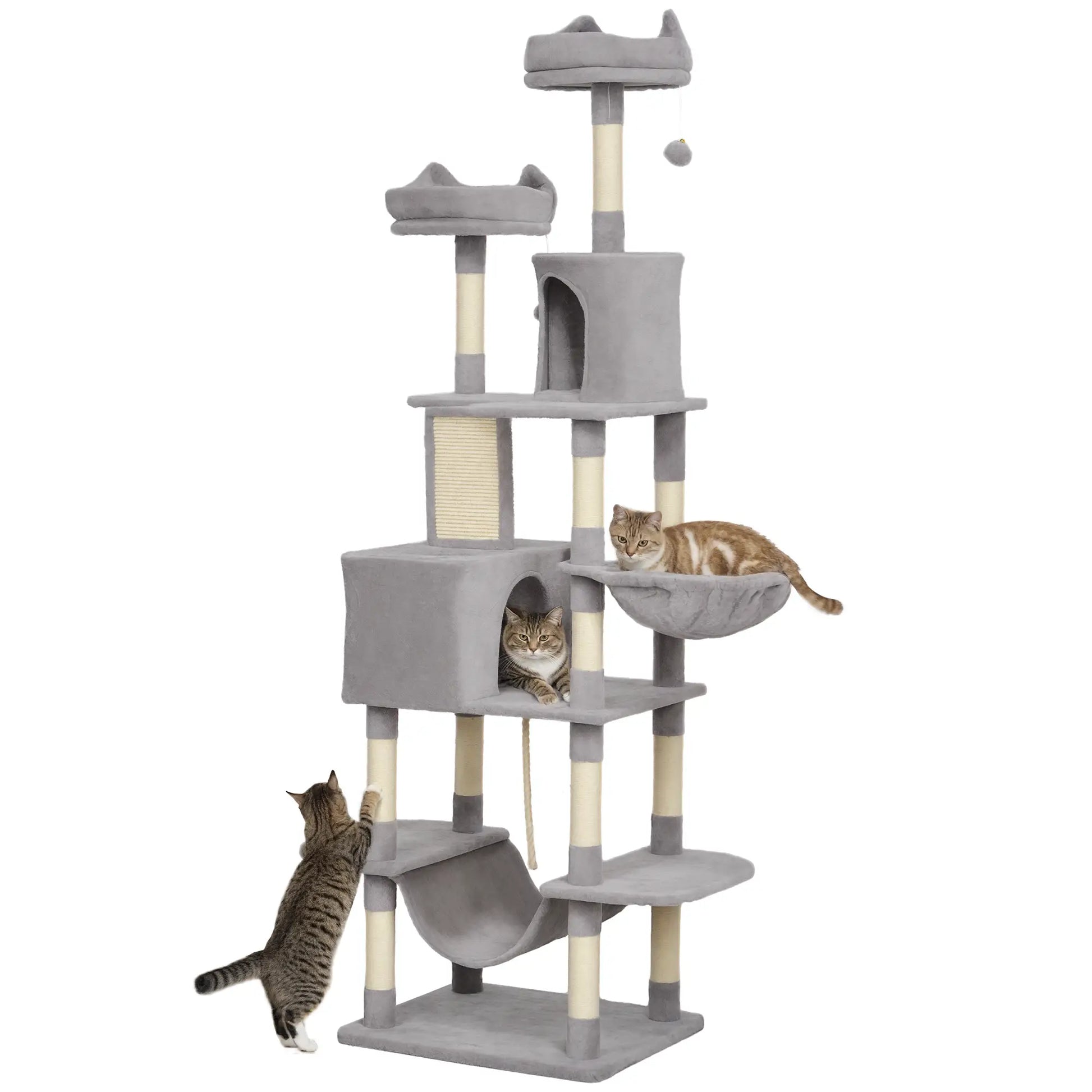 81" Large Cat Tree, Scratching Posts, Condos, Beds, Hammocks, Light Grey Cat Towers at Gallery Canada