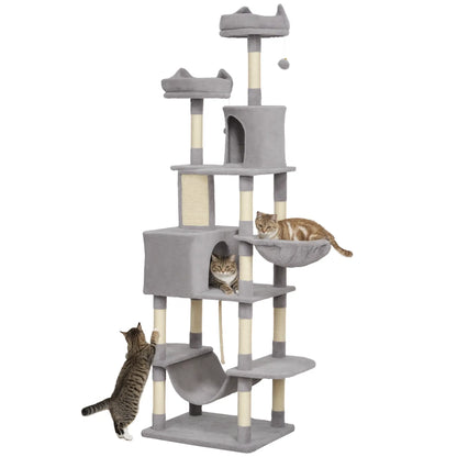 81" Large Cat Tree, Scratching Posts, Condos, Beds, Hammocks, Light Grey Cat Towers at Gallery Canada