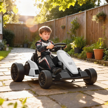 24V Electric Go Kart, Dual 150W Motors, Adjustable Seat, 11.2MPH, White Electric Ride-On Toys at Gallery Canada
