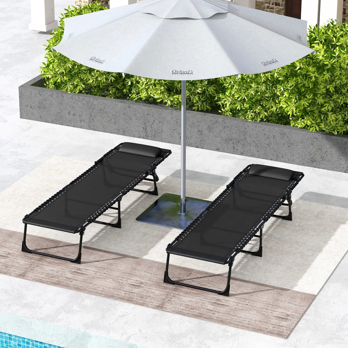 Folding Lounge Chair, Adjustable Chaise With Headrest, Black Lounger Chairs at Gallery Canada