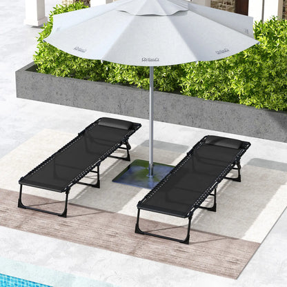 Folding Lounge Chair, Adjustable Chaise With Headrest, Black Lounger Chairs at Gallery Canada