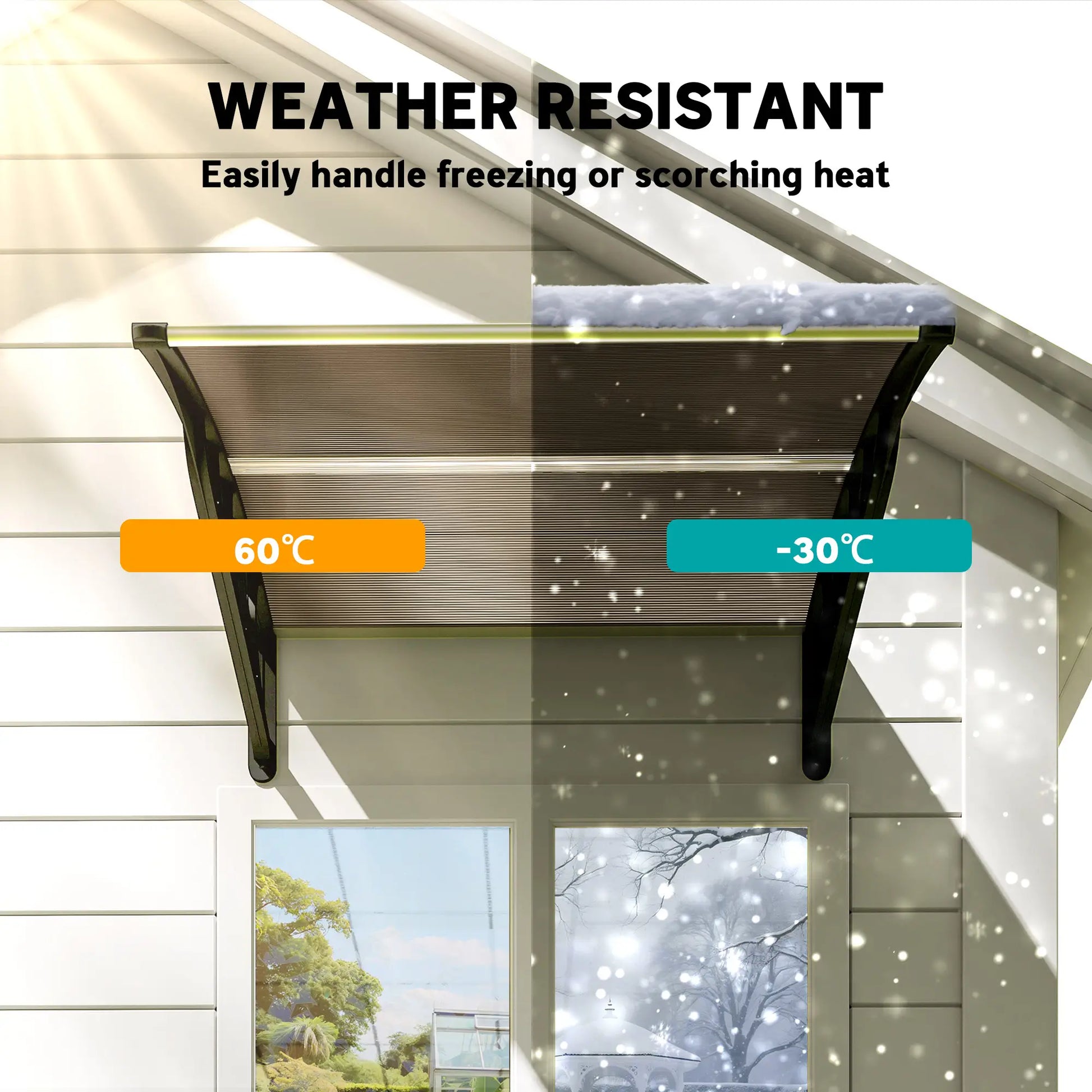 40.6" x 38" Polycarbonate Awning Door Canopy, UV Protection, Brown Door Awnings at Gallery Canada