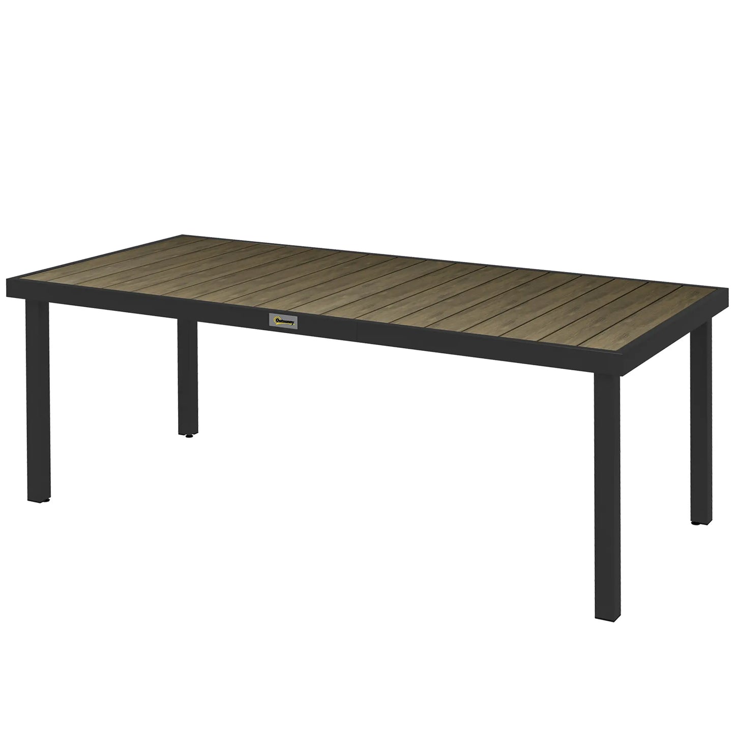 Rectangular Aluminum Patio Dining Table For 8, Natural Patio Dining Tables Distressed Natural Wood, Black at Gallery Canada