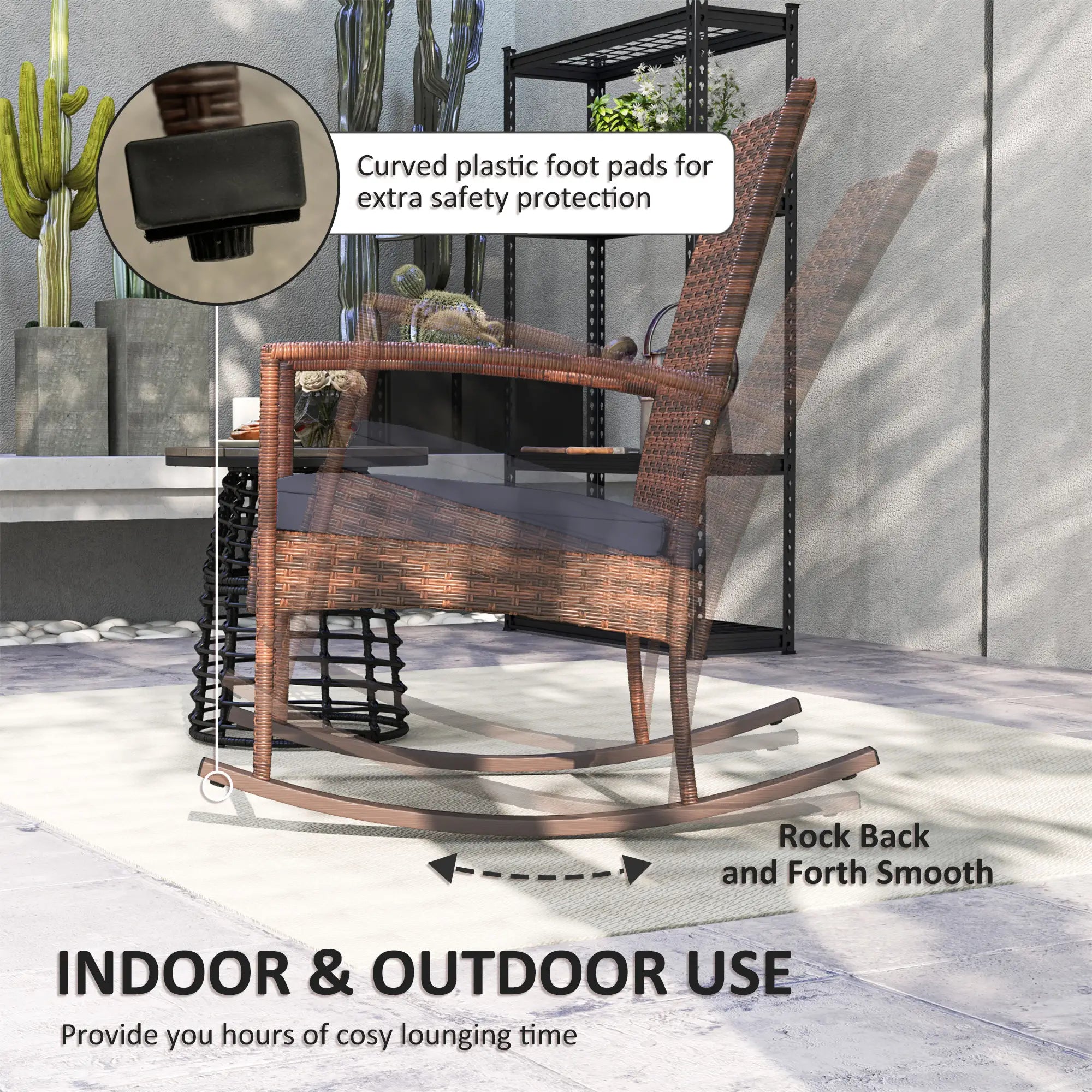 PE Rattan Rocking Chair, Garden Glider, Wicker Patio Chair, Dark Blue Outdoor Rocking Chairs at Gallery Canada