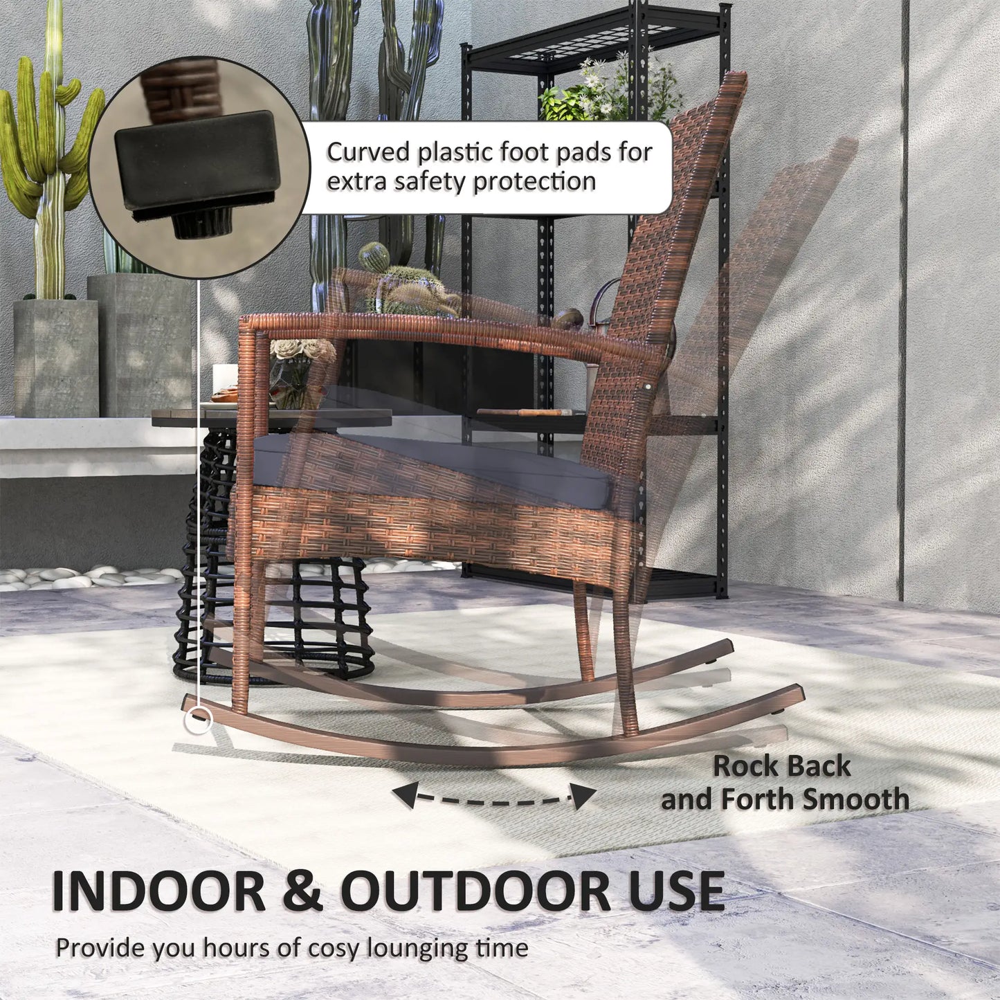 PE Rattan Rocking Chair, Garden Glider, Wicker Patio Chair, Dark Blue Outdoor Rocking Chairs at Gallery Canada
