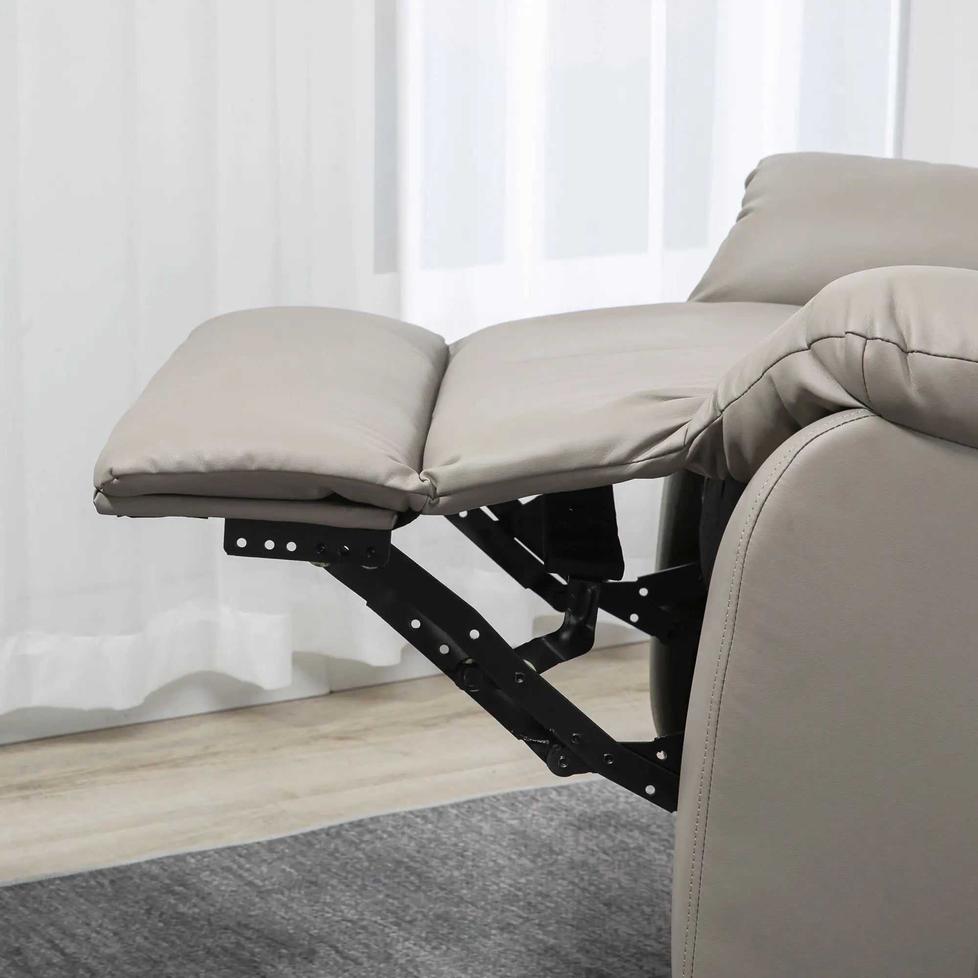 8-Point Vibration Massage Recliner, PU Leather 360° Swivel, Grey Single Sofas at Gallery Canada