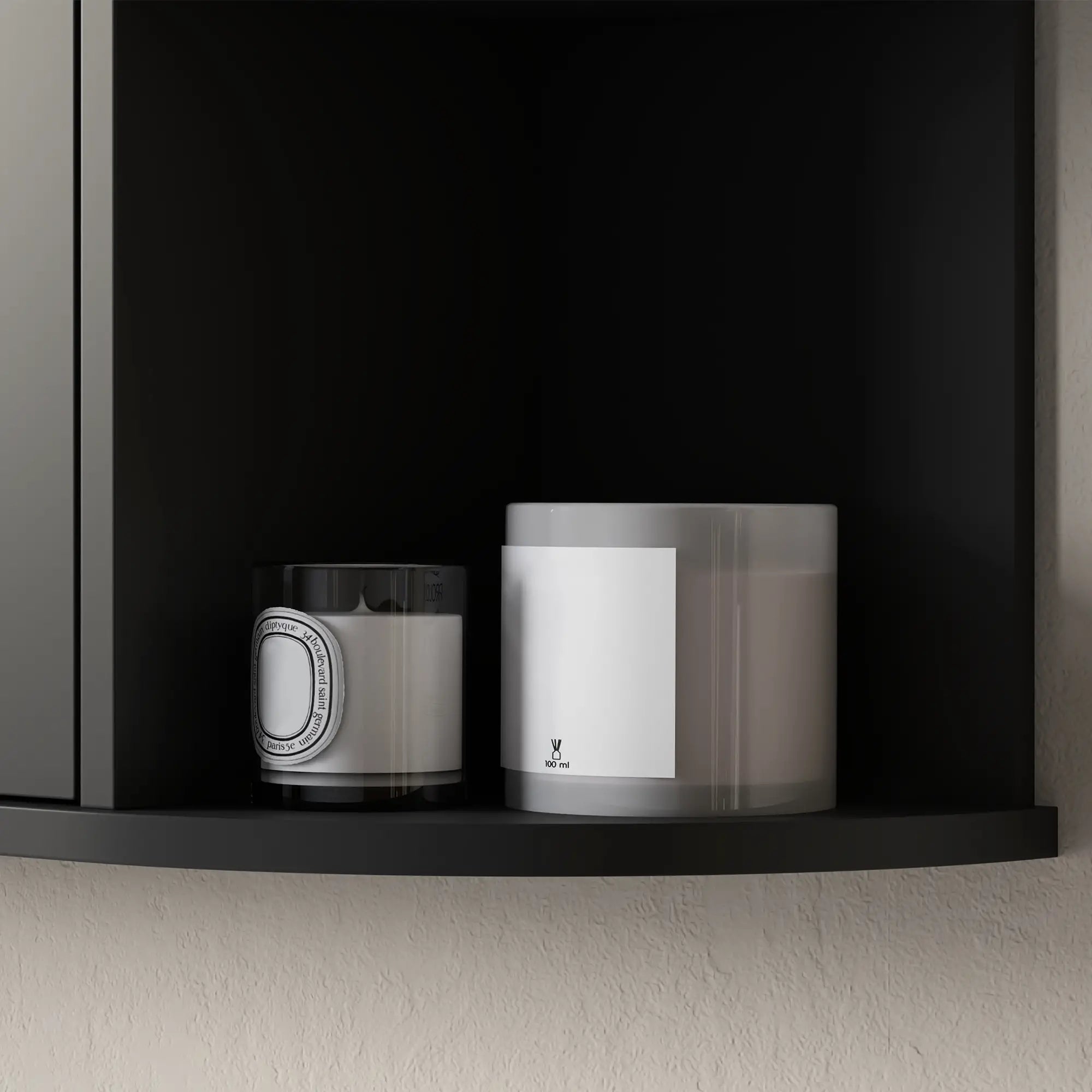 Mirrored Bathroom Wall Cabinet, Wall Mounted, With Door & Shelves, Black Mirror Medicine Cabinets at Gallery Canada