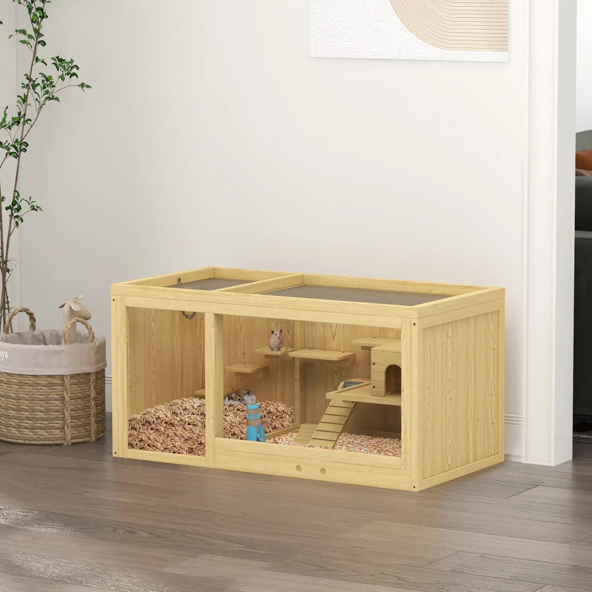 Large Wooden Hamster Cage, Multi-Layer Habitat with Pull-Out Tray Hamster Cages at Gallery Canada
