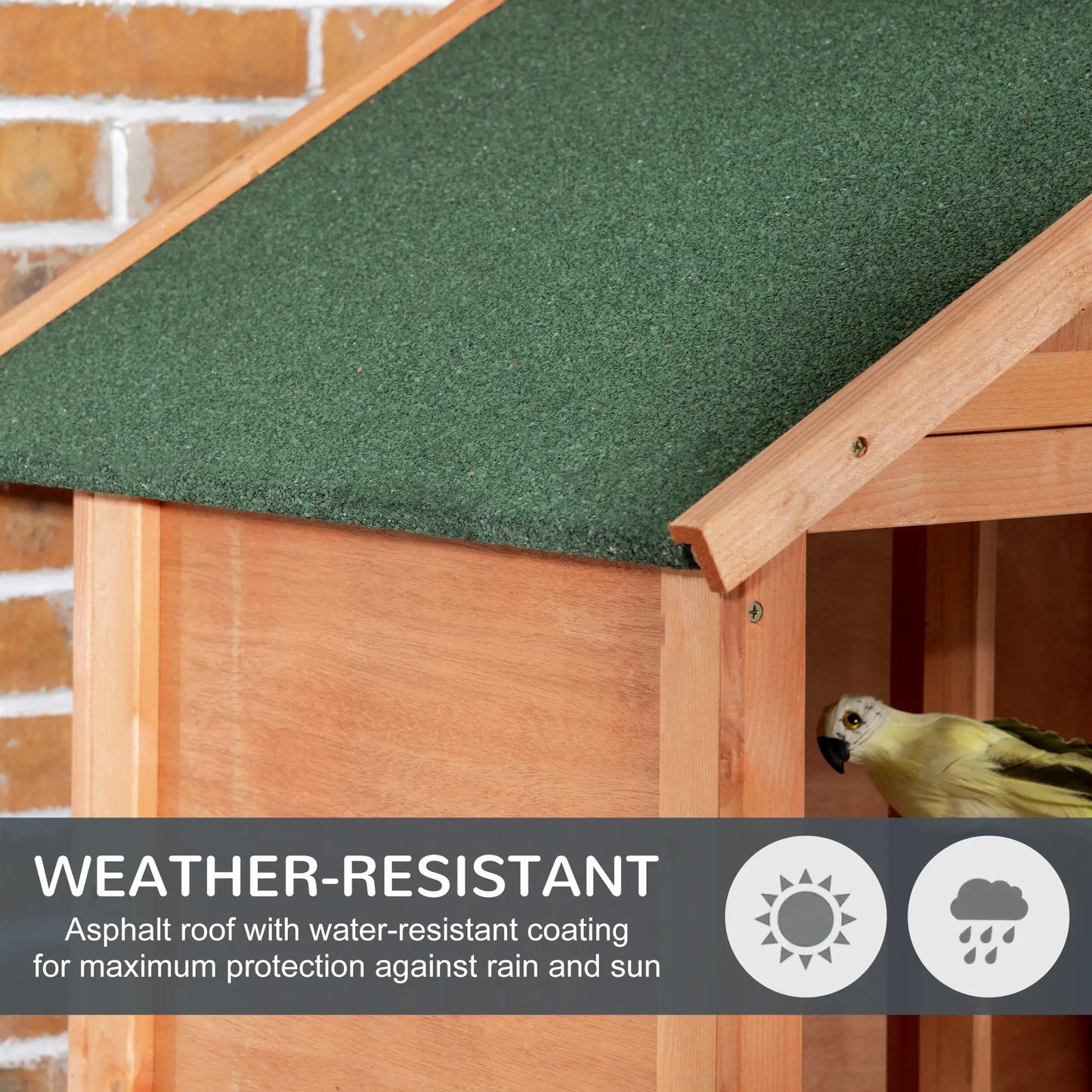 Wooden Bird Aviary Parrot Cage, Removable Tray, 2 Doors, Asphalt Roof, 4 Perches, Orange Bird Cages at Gallery Canada