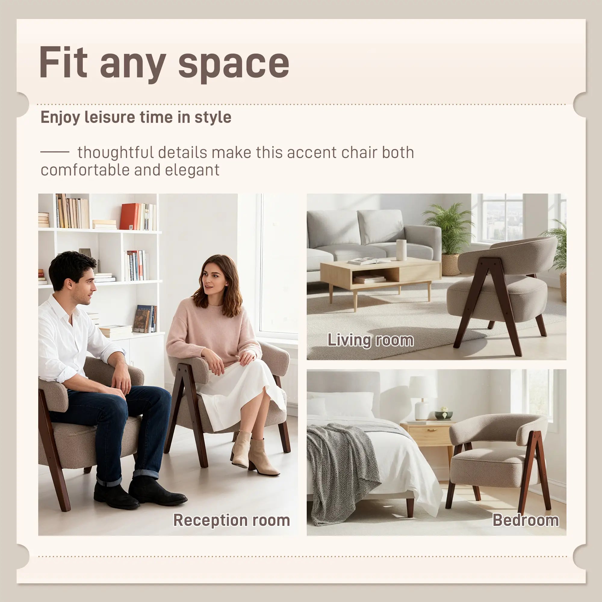 Sherpa Fleece Accent Chair, Upholstered Armchair, Light Brown Accent Chairs at Gallery Canada