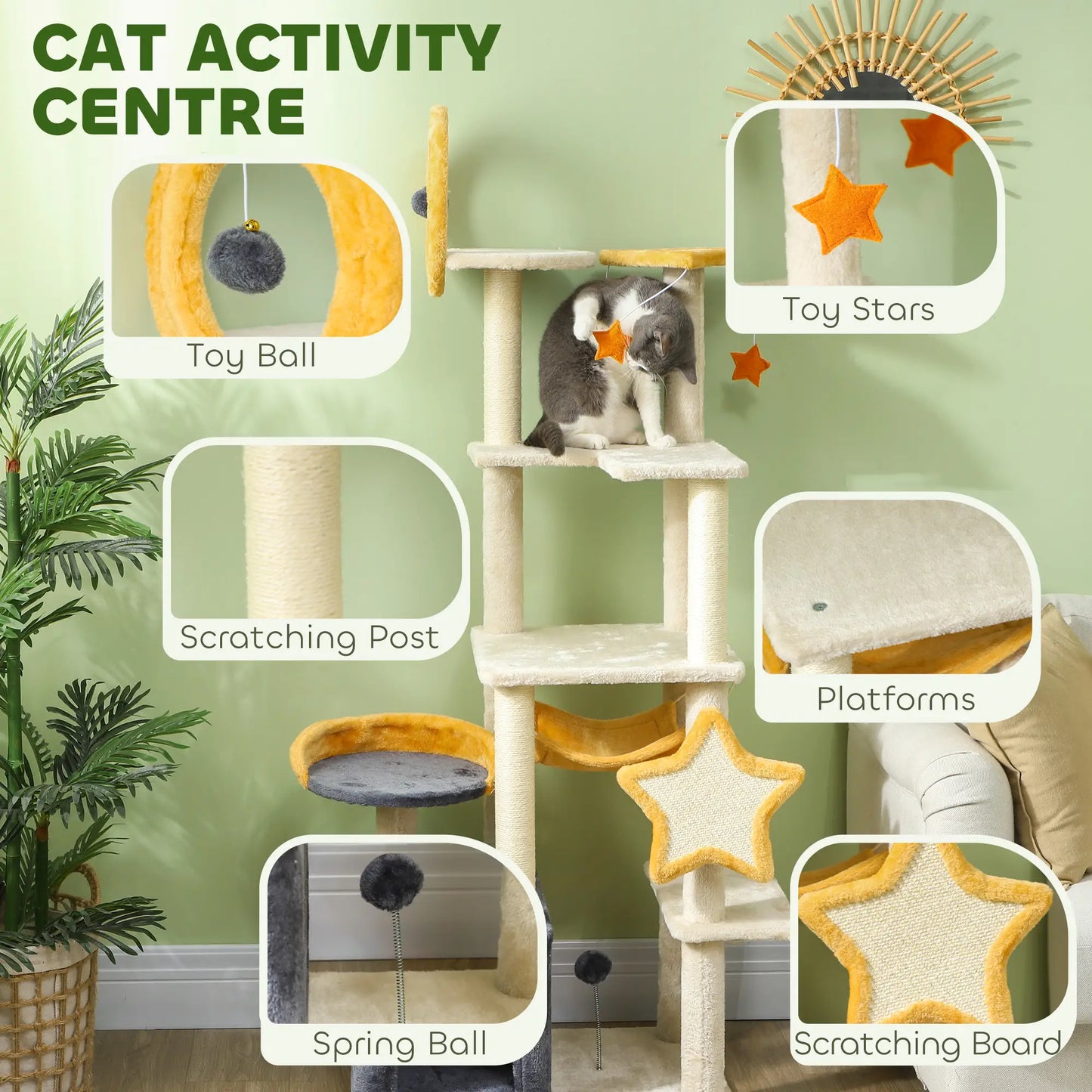 Star Moon Cat Tree, Scratching Posts, Condo, Bed, Toys, Beige Cat Towers at Gallery Canada