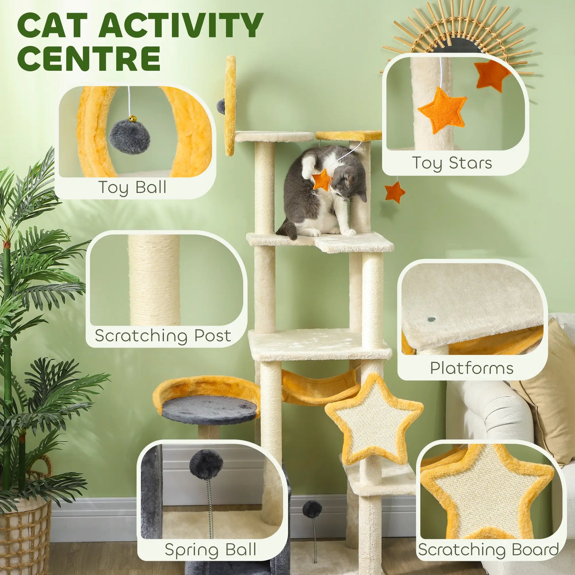 Star Moon Cat Tree, Scratching Posts, Condo, Bed, Toys, Beige Cat Towers at Gallery Canada