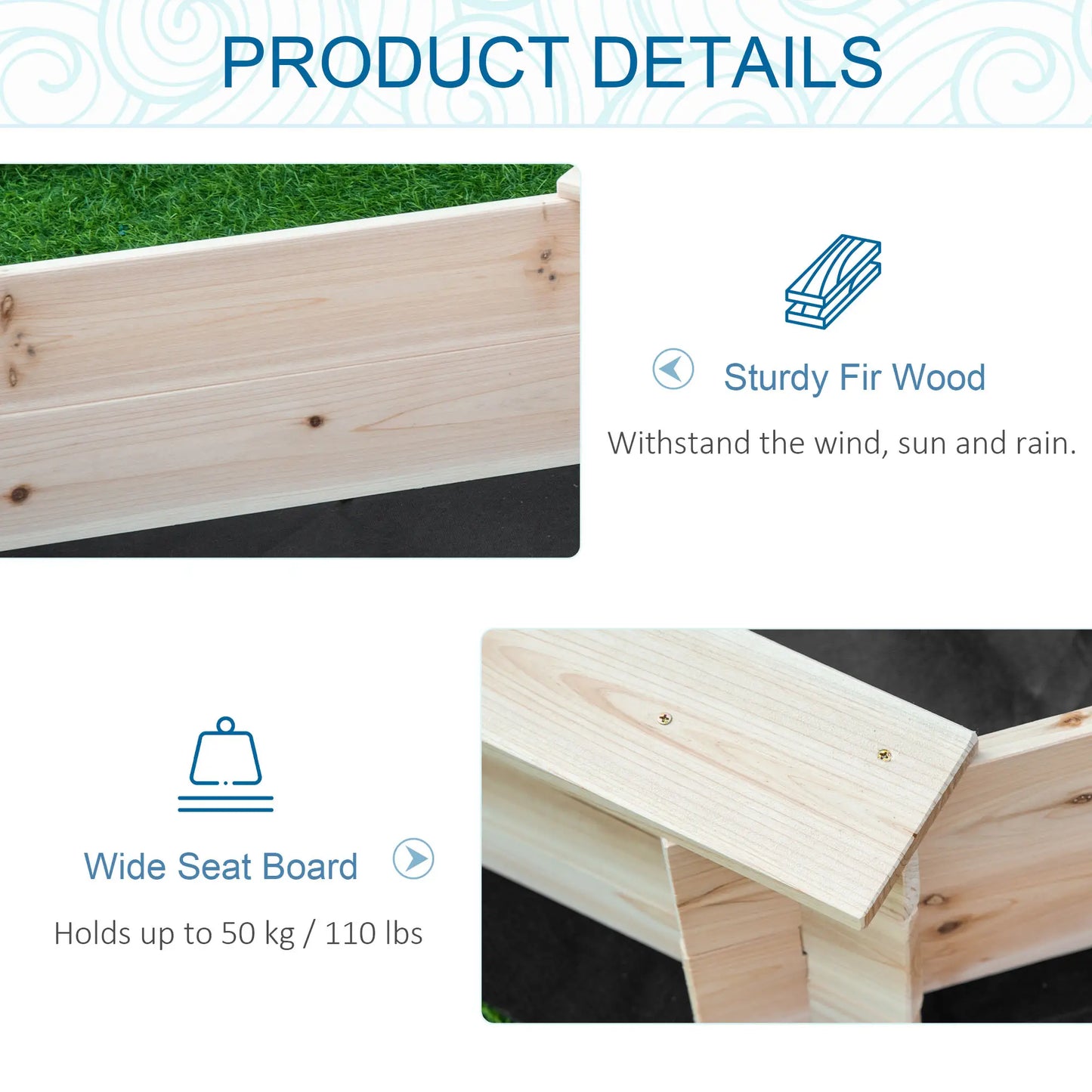 Kids Sandbox With Cover, Wooden Sand Box, Outdoor Sand Pit for Ages 3-8, Natural Sandboxes & Accessories at Gallery Canada