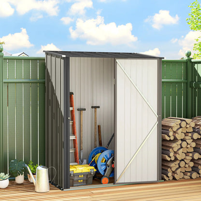 5' x 3' Steel Garden Shed, Outdoor Storage With Lockable Door, Grey Sheds at Gallery Canada