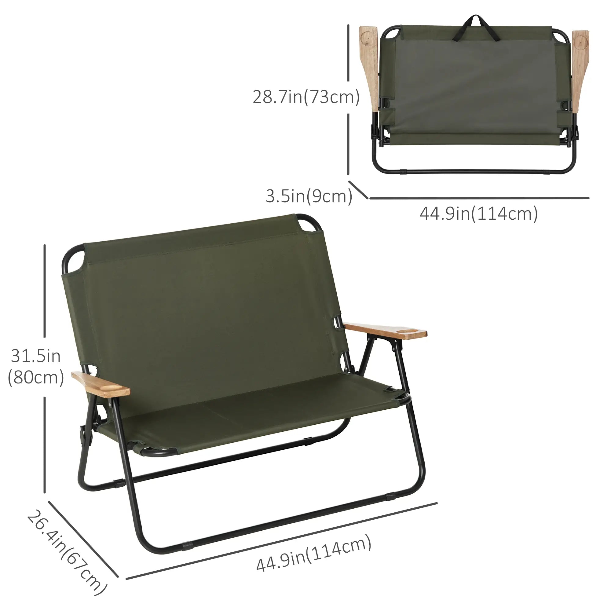 Double Folding Chair, Loveseat Camping Chair for 2, Portable Outdoor Chair, Green Picnic Tables & Camping Chairs at Gallery Canada