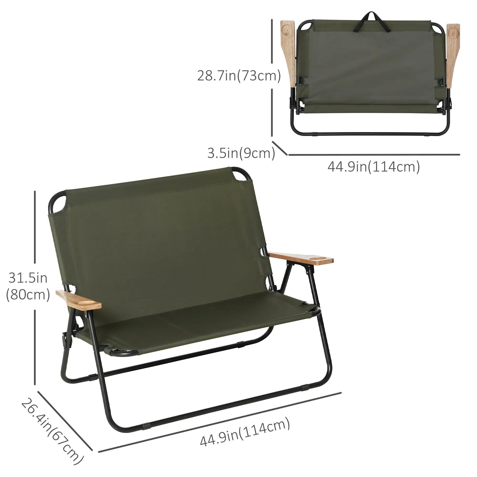 Double Folding Chair, Loveseat Camping Chair for 2, Portable Outdoor Chair, Green Picnic Tables & Camping Chairs at Gallery Canada