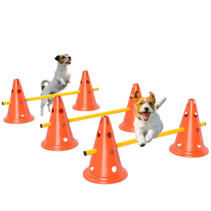 Dog Agility Hurdle Set, 6 Cones & Poles, Orange Dog Agility Training Equipment at Gallery Canada