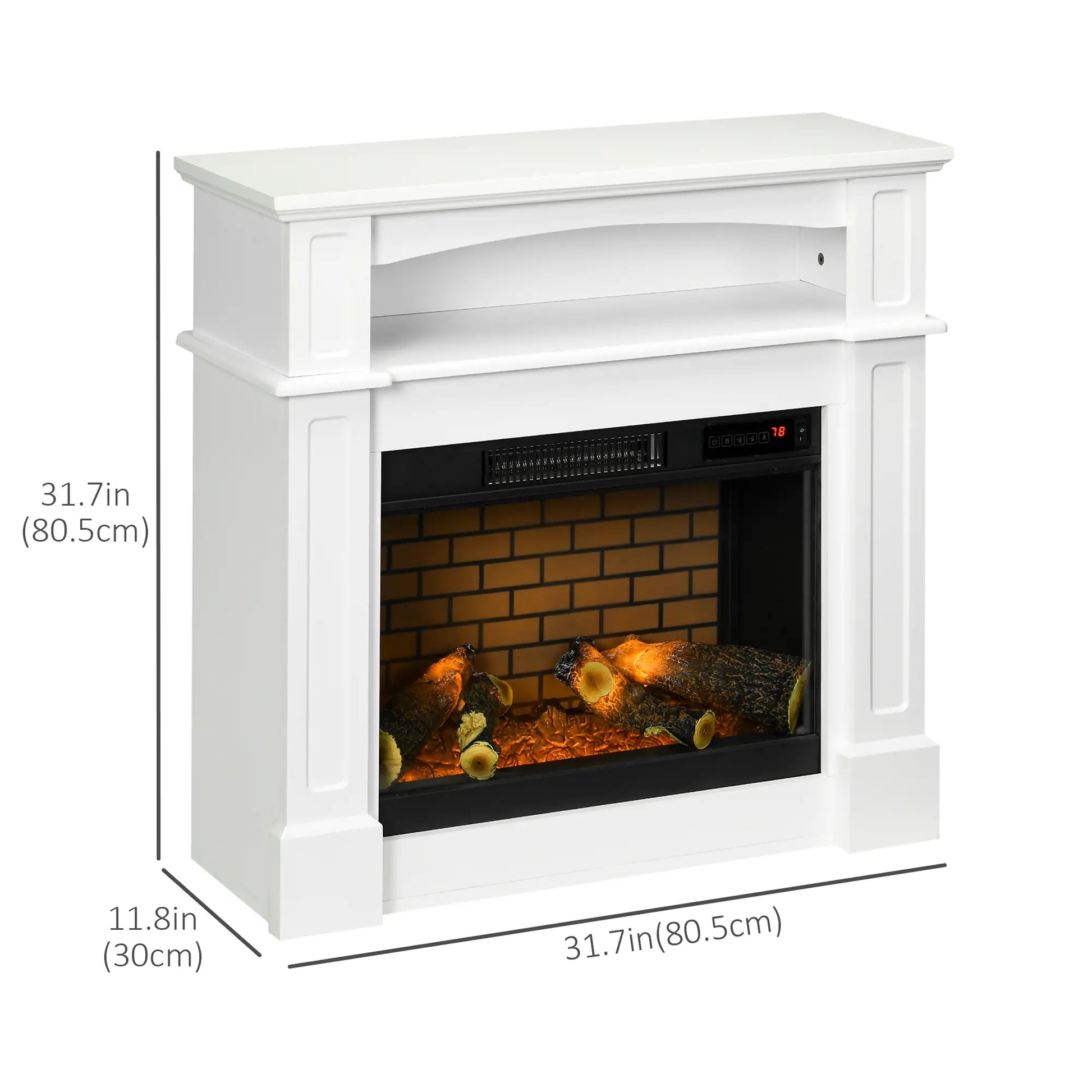 Electric Fireplace With Mantel, Freestanding Heater, 700W/1400W, White Electric Fireplaces at Gallery Canada