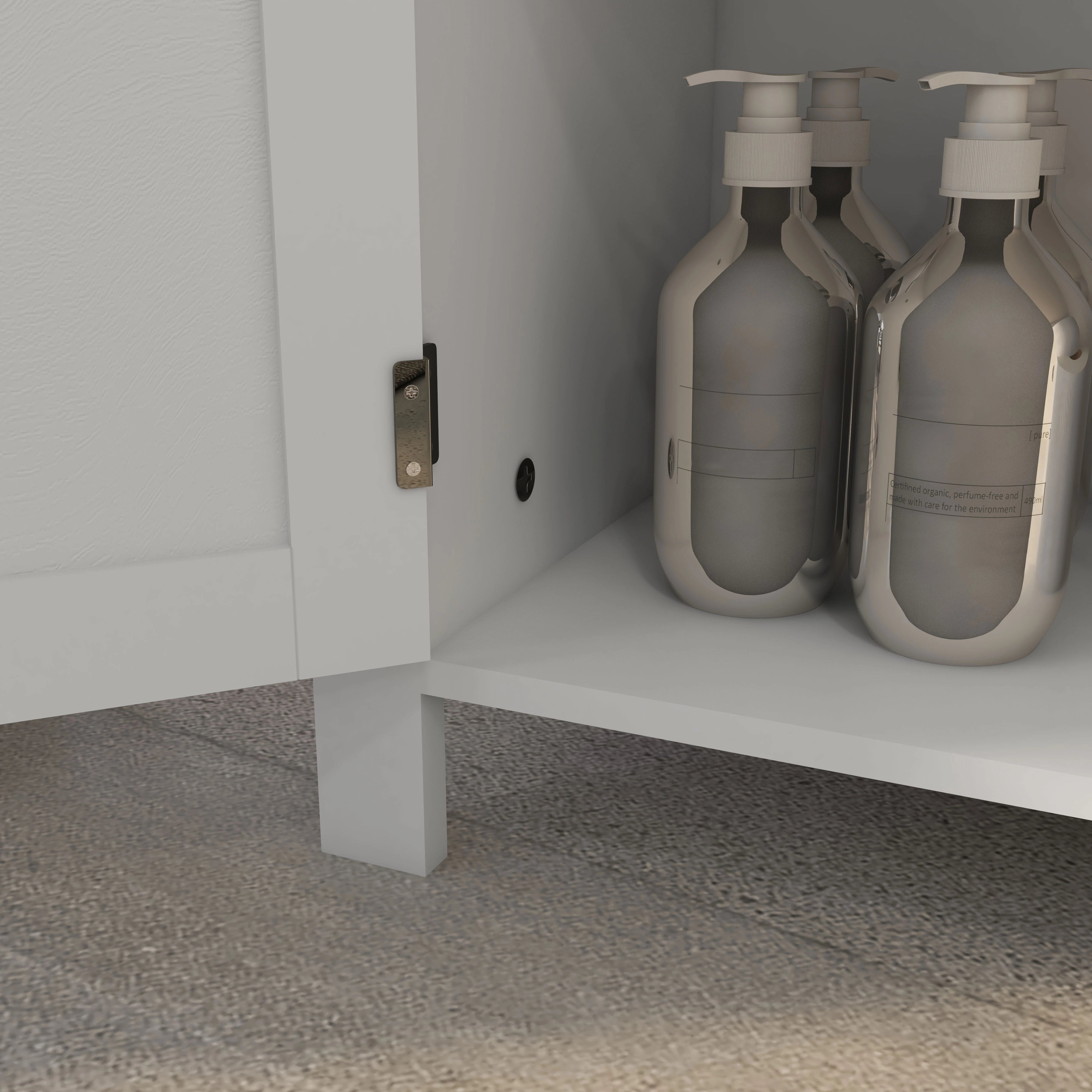 Freestanding Bathroom Floor Cabinet, Flat Doors, Adjustable Shelf, White Bathroom Cabinets at Gallery Canada