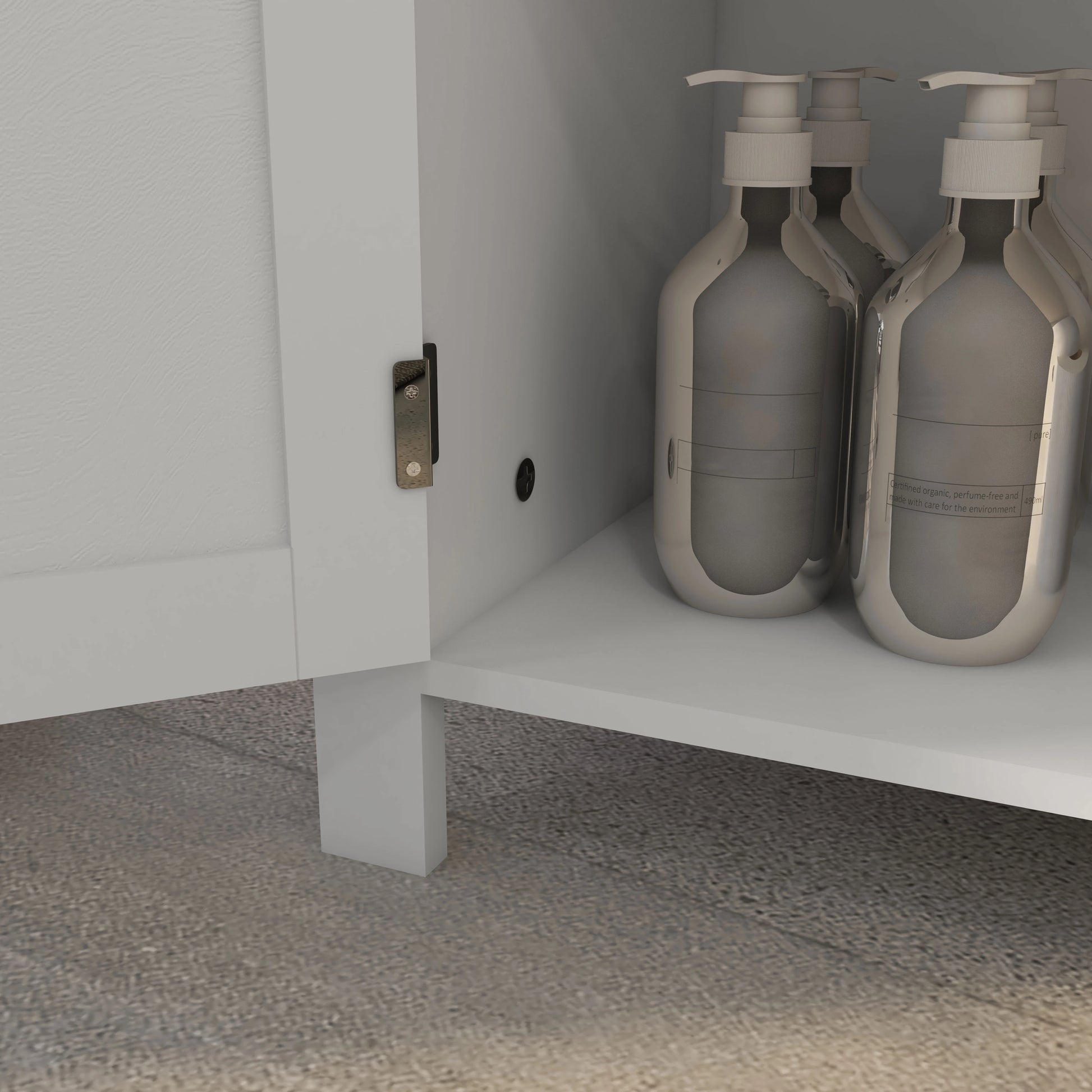 Freestanding Bathroom Floor Cabinet, Flat Doors, Adjustable Shelf, White Bathroom Cabinets at Gallery Canada