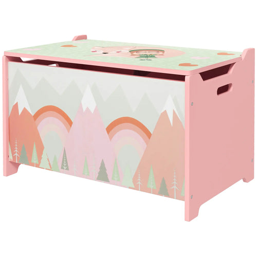 Toy Box with Lid, Storage Organizer, Safety Hinge, Pink