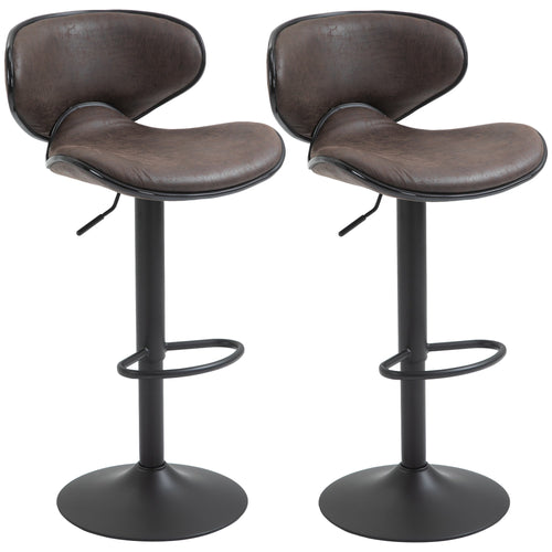 Adjustable Bar Stools Set of 2, Swivel Barstools with Back and Footrest, Microfiber Cloth Counter Height Bar Chairs for Kitchen, Dining Room, Espresso