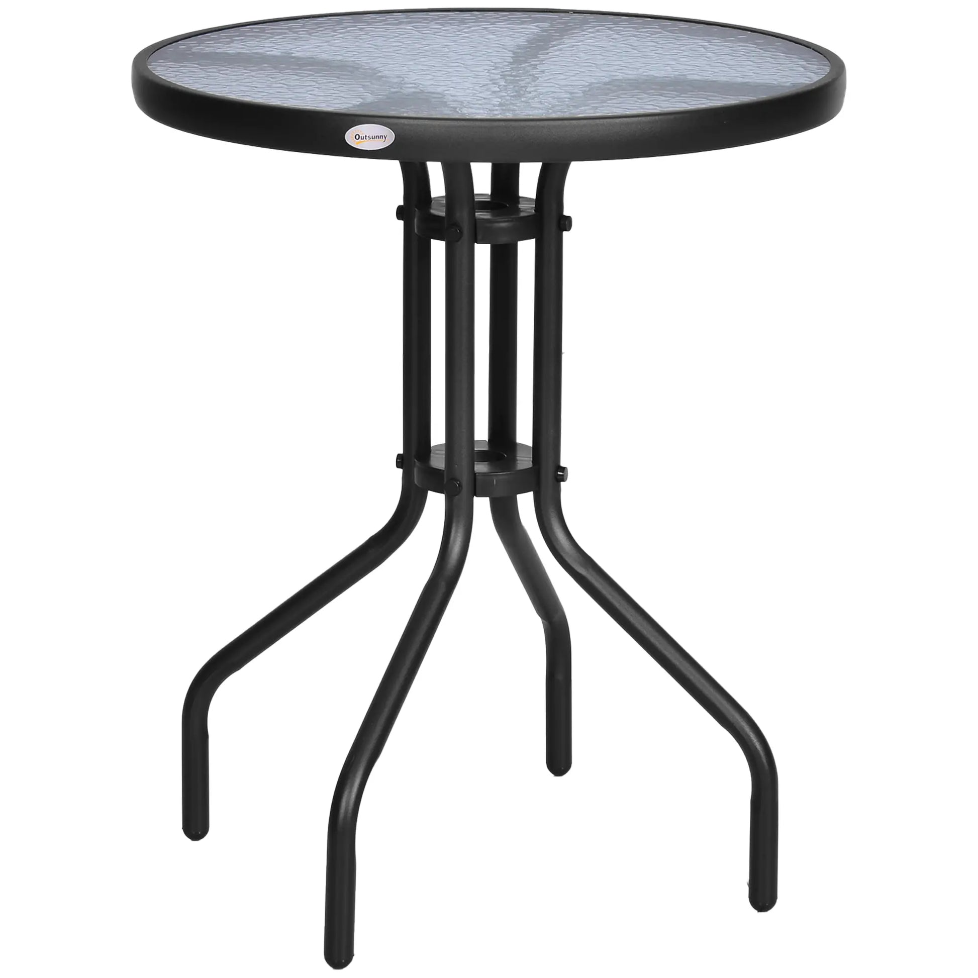 24" Round Patio Table, Tempered Glass Top, Steel Frame, Outdoor Dining Patio Side Tables at Gallery Canada