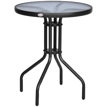 24" Round Patio Table, Tempered Glass Top, Steel Frame, Outdoor Dining Patio Side Tables at Gallery Canada