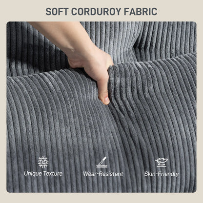 58 Inch Chaise Lounge, Oversized Corduroy Sofa Bed, Dark Grey Sofas & Reclining Chairs at Gallery Canada