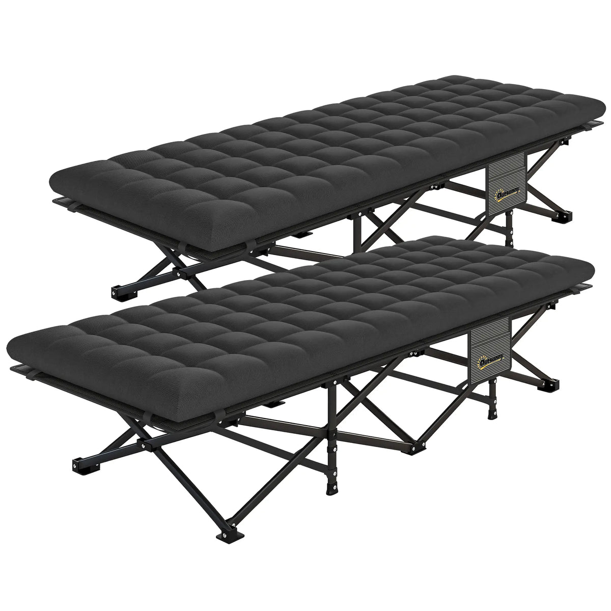 32" Extra Wide Folding Camping Cot Set, Soft Pad, Non-Slip Feet, Carry Bag, Black Camping Cots Black at Gallery Canada