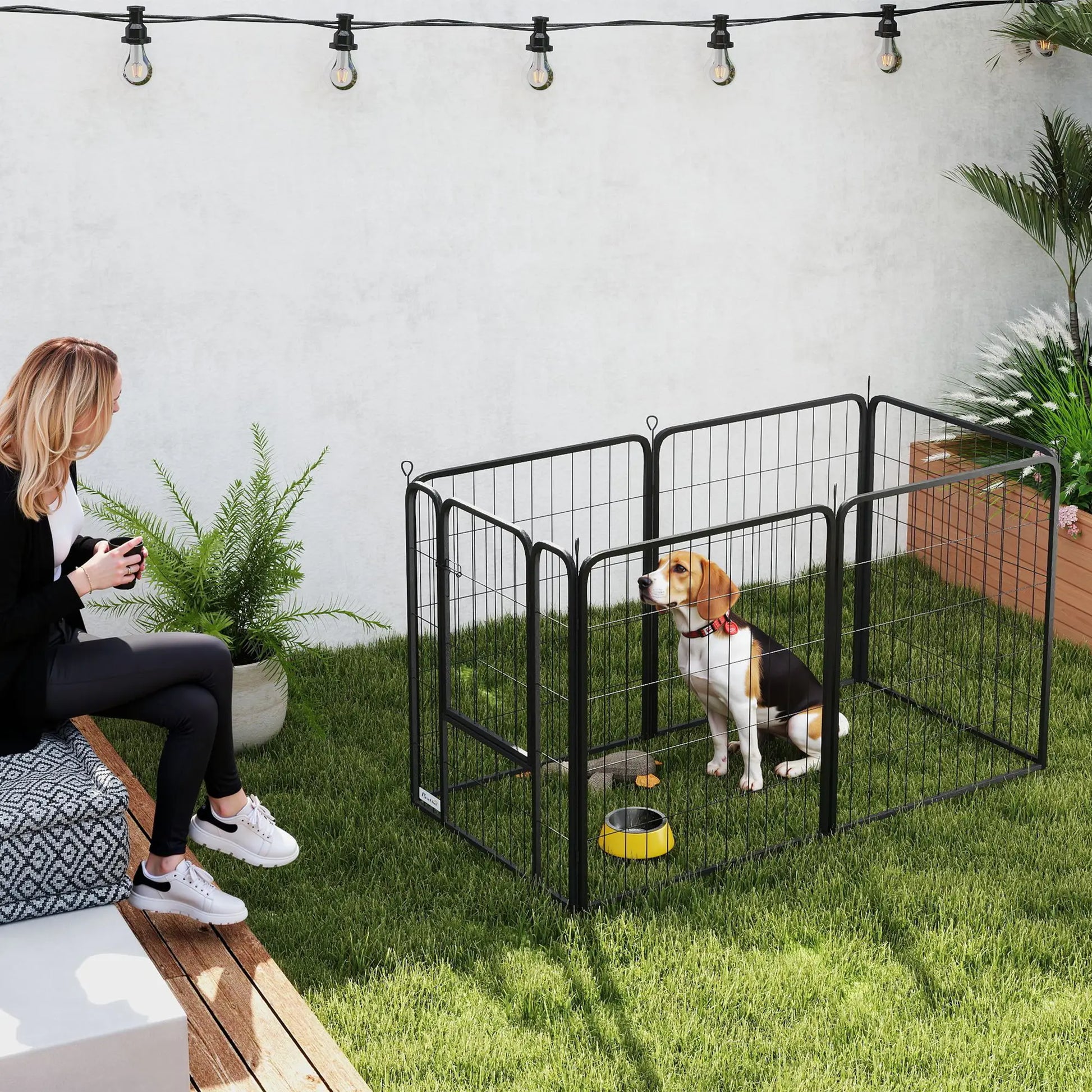 6 Panels Heavy Duty Dog Playpen, 31.5" Height, Portable Foldable Houses, Kennels & Pens at Gallery Canada