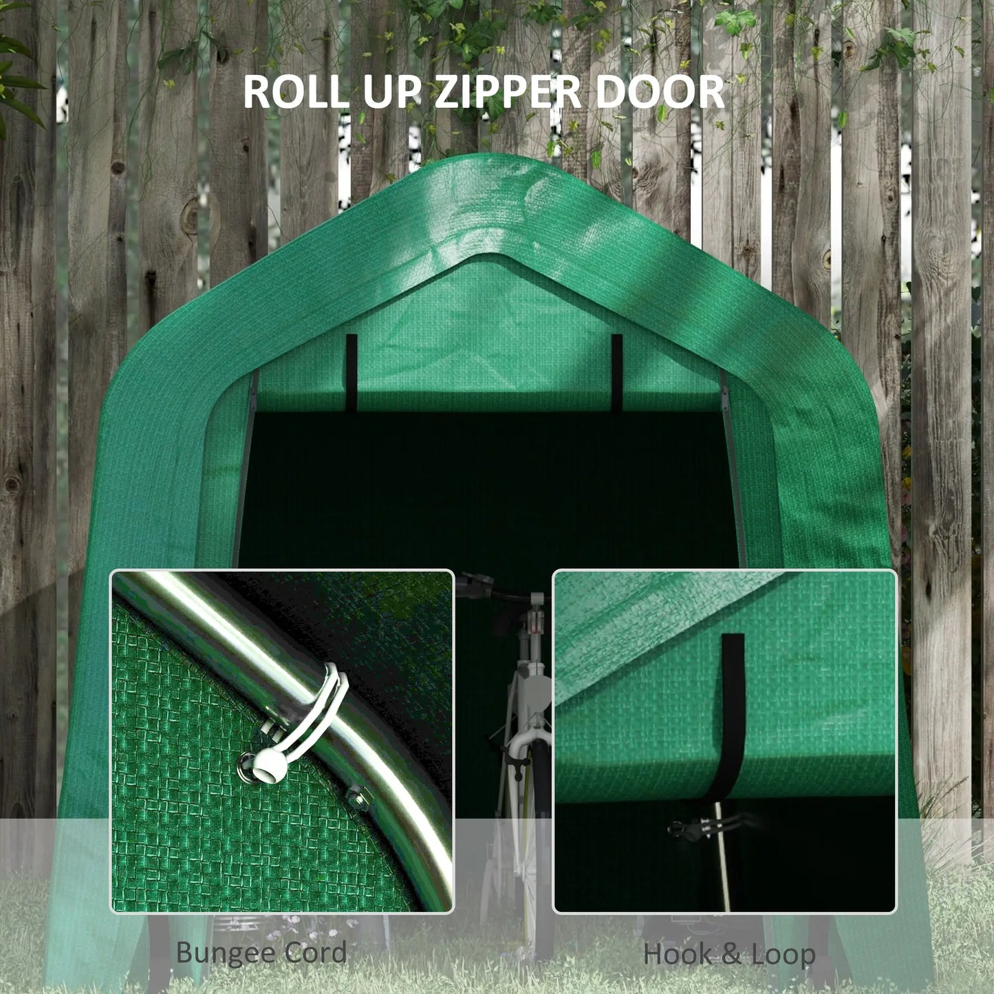 8' x 6' Carport, Sidewalls, Roll-up Door, Outdoor Storage, Green Car Shelters at Gallery Canada